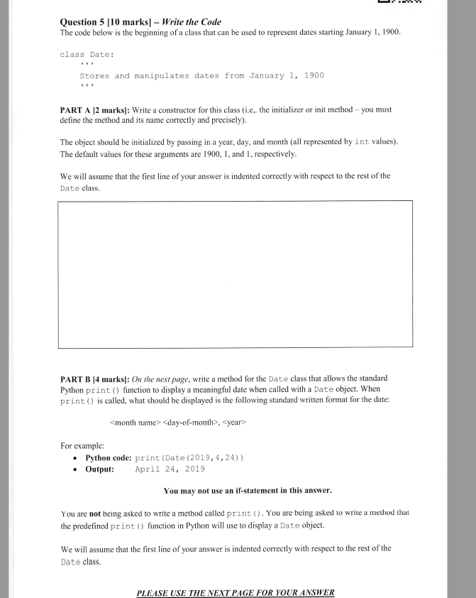 Solved Question 5 [10 marks] - Write the Code The code below | Chegg.com