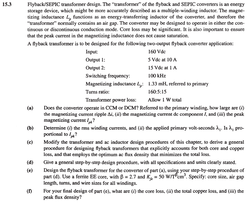 Flyback/SEPIC transformer design. The "transformer" | Chegg.com