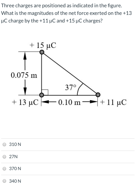 Solved Three charges are positioned as indicated in the | Chegg.com