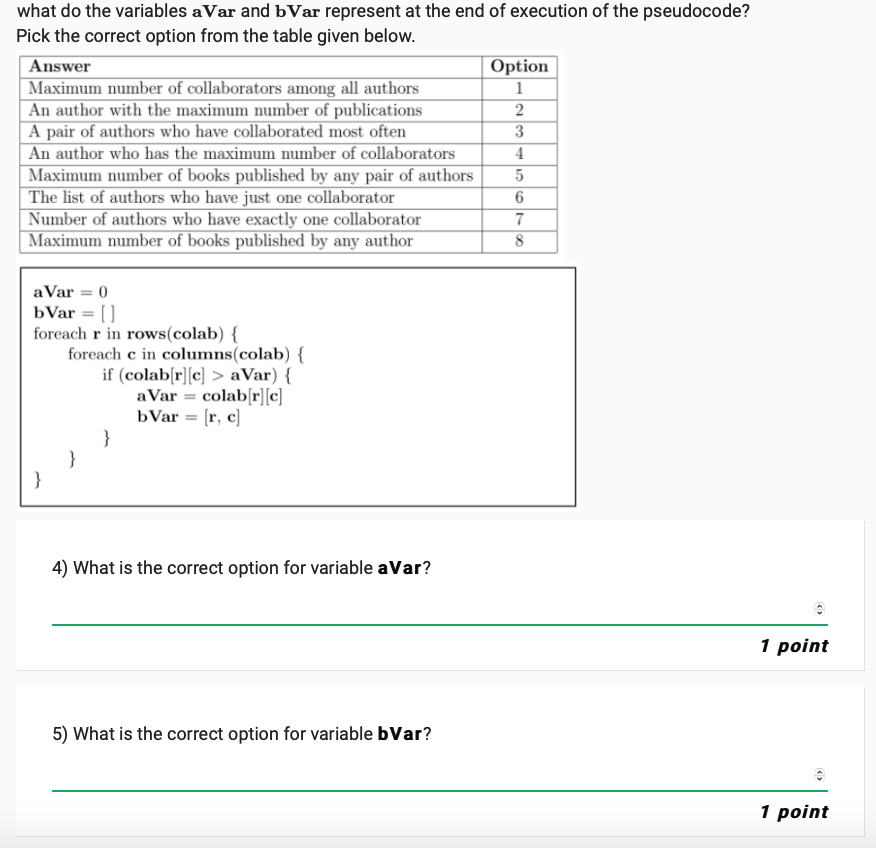 Solved what do the variables aVar and bVar represent at the | Chegg.com