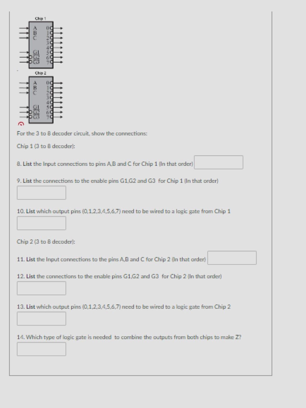 [Solved]: Using two 3 to B decoders as shown below, fill i