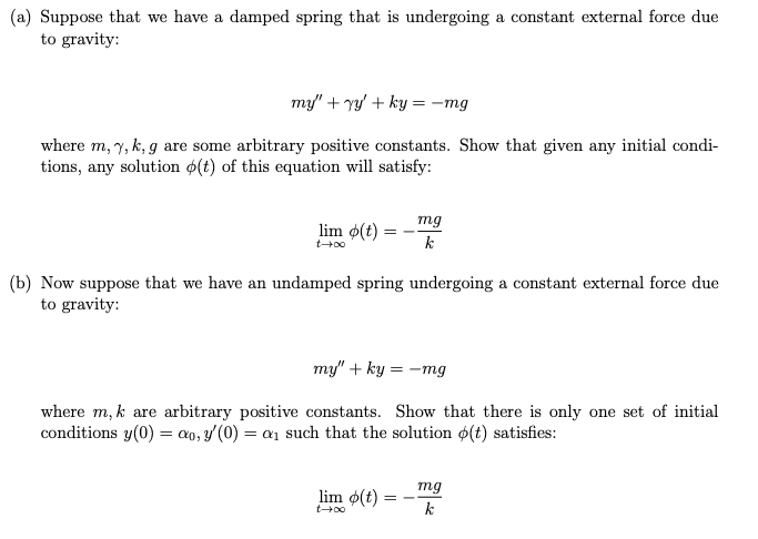 Solved (a) Suppose that we have a damped spring that is | Chegg.com