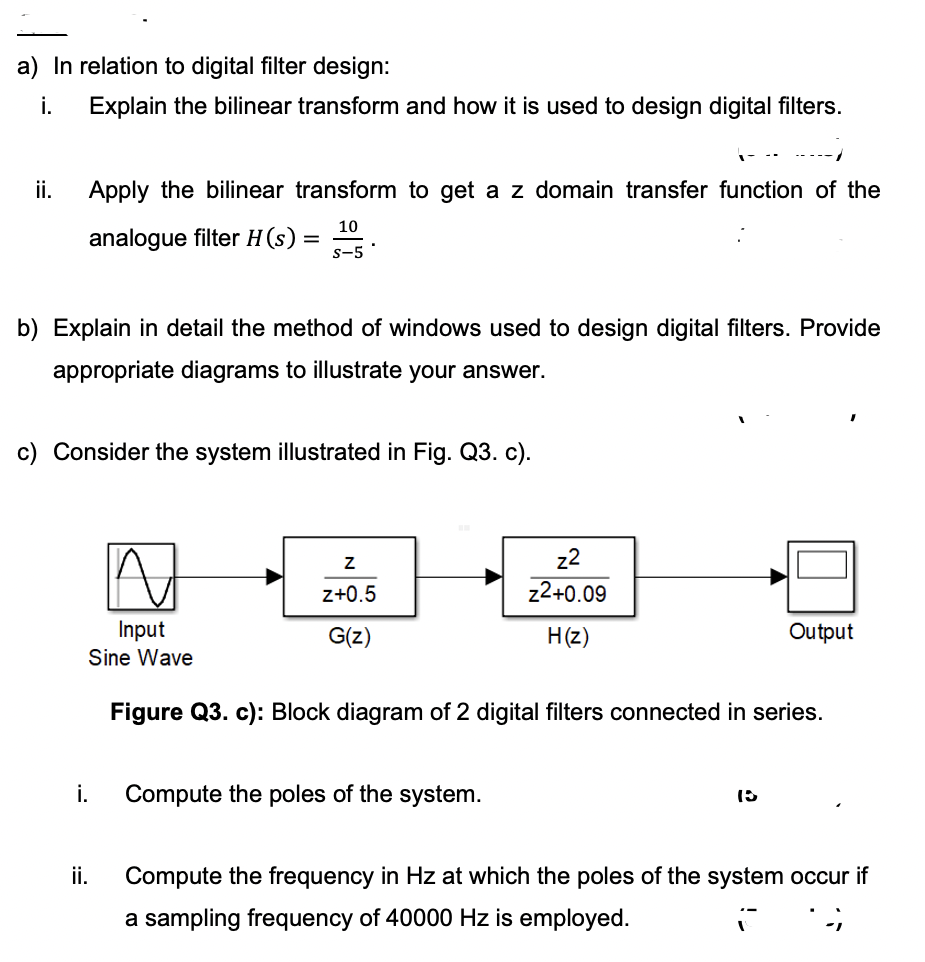 Solved A) In Relation To Digital Filter Design: I. Explain | Chegg.com