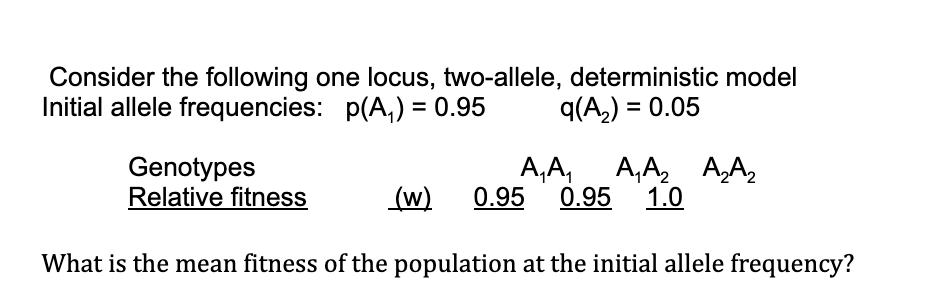 Solved Consider The Following One Locus Two Allele 7887