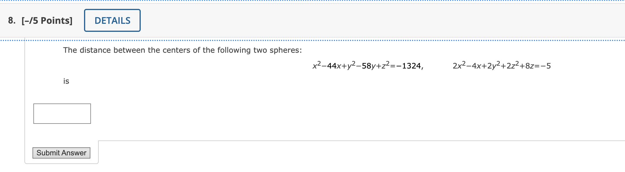 Solved The distance between the centers of the following two | Chegg.com