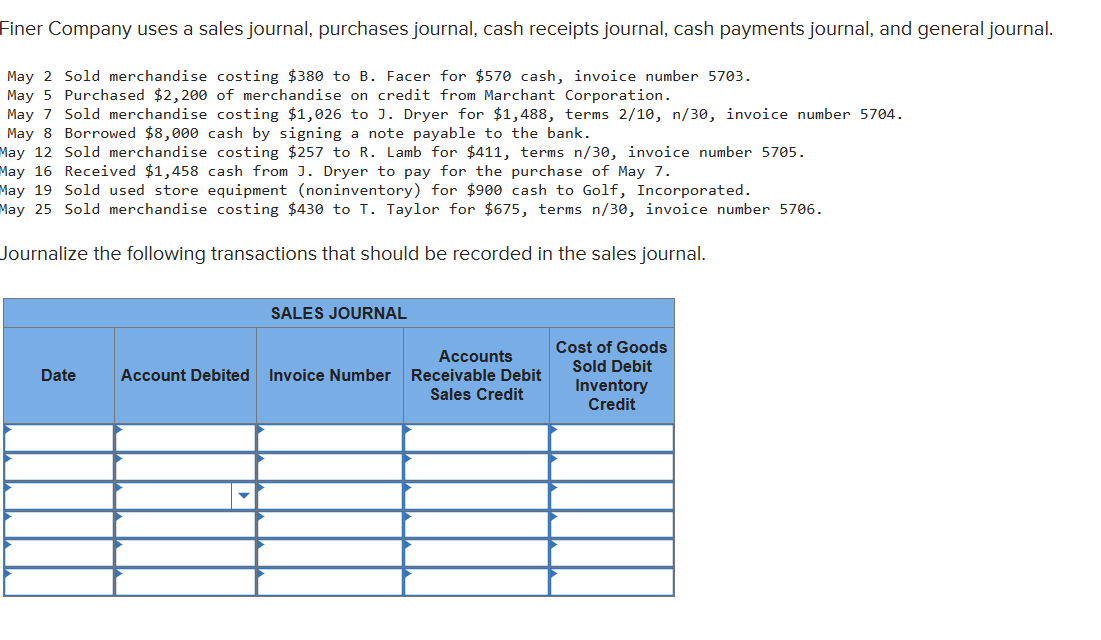 Solved Finer Company uses a sales journal, purchases | Chegg.com