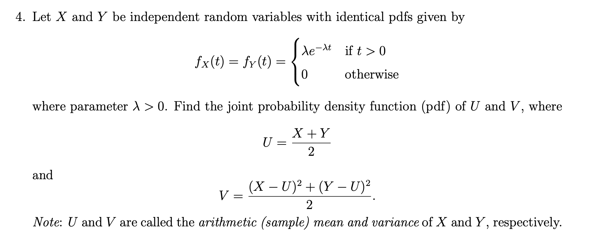 4. Let X and Y be independent random variables with | Chegg.com