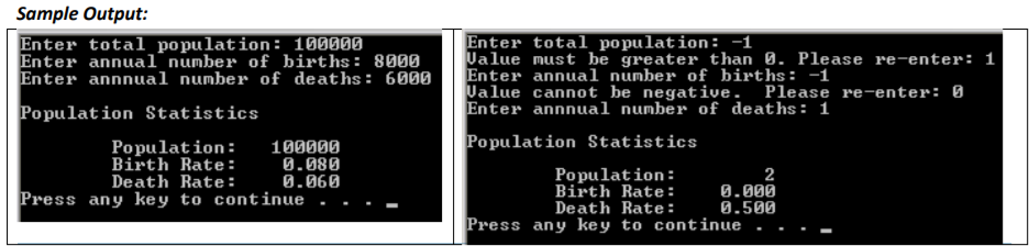 Solved (C++ Programming Language) In a population, the birth | Chegg.com