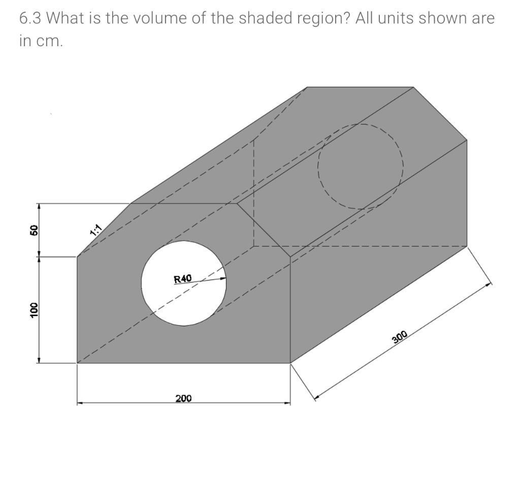 Solved 6.3 What is the volume of the shaded region? All | Chegg.com