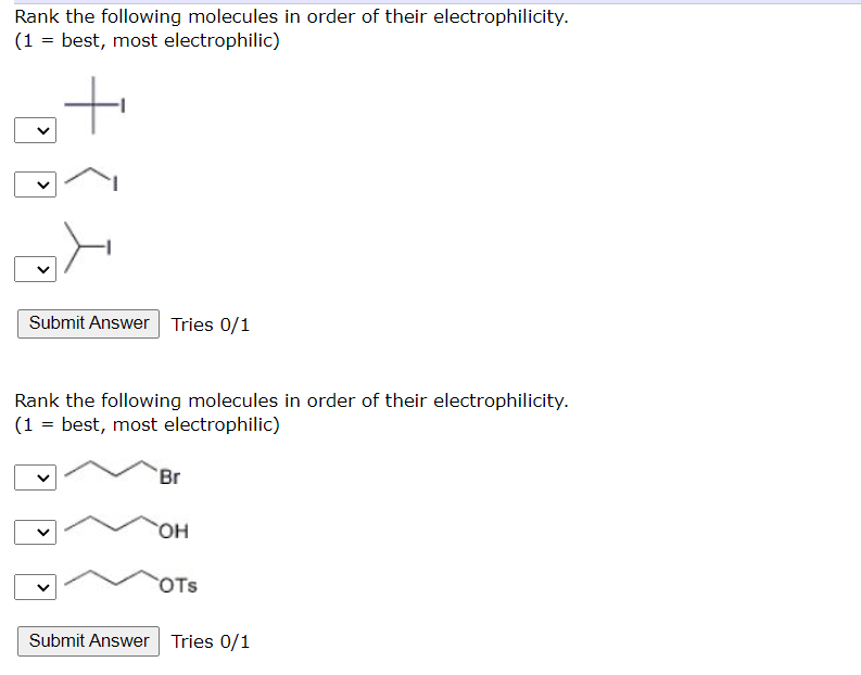 Solved Problem 1 Rank The Following Molecules In Order Of Or Cheggcom