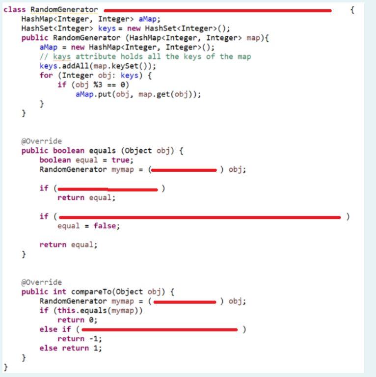 Solved { class RandomGenerator HashMap aMap; HashSet keys = | Chegg.com