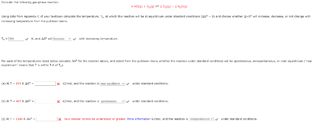 Solved Consider The Following Gas-phase Reaction 4 HC(g) + | Chegg.com