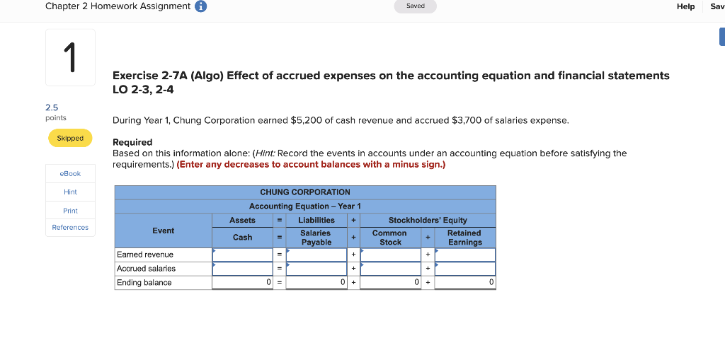 Solved Chapter 2 Homework Assignment 0 Saved Help Sav 1 | Chegg.com