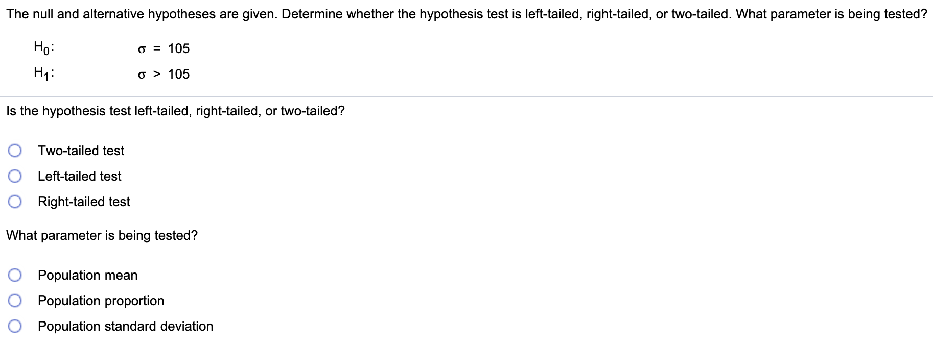 null and alternative hypothesis questions and answers