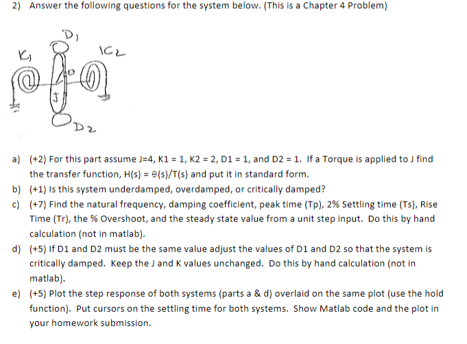 Solved 2) Answer the following questions for the system | Chegg.com