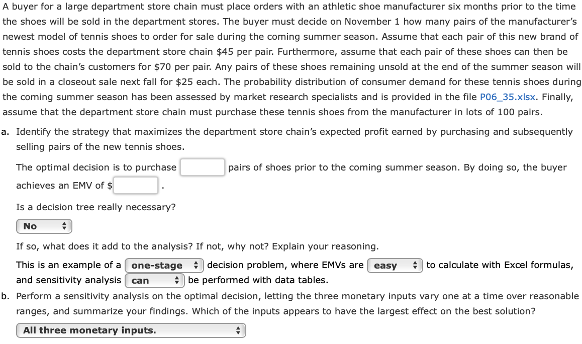 Solved a buyer for a large department store chain must place chegg