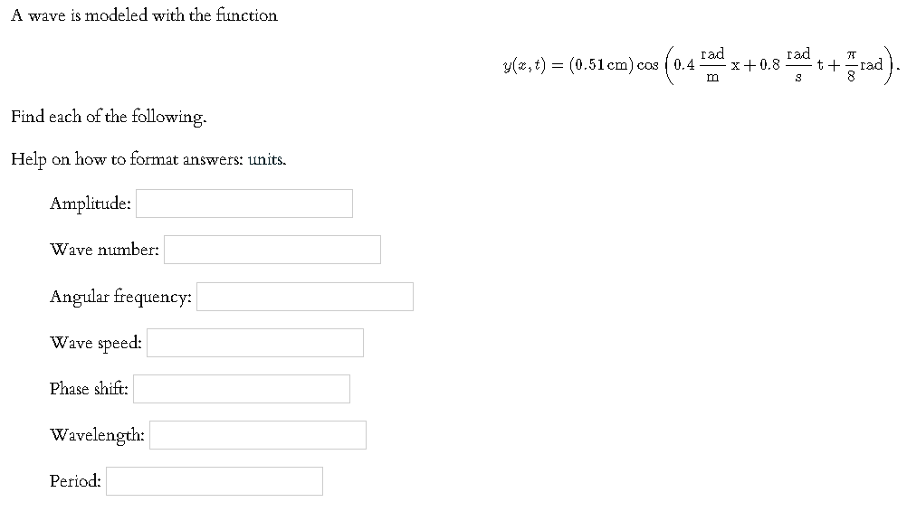 Solved A wave is modeled with the function v12, 1) = (0.61 | Chegg.com