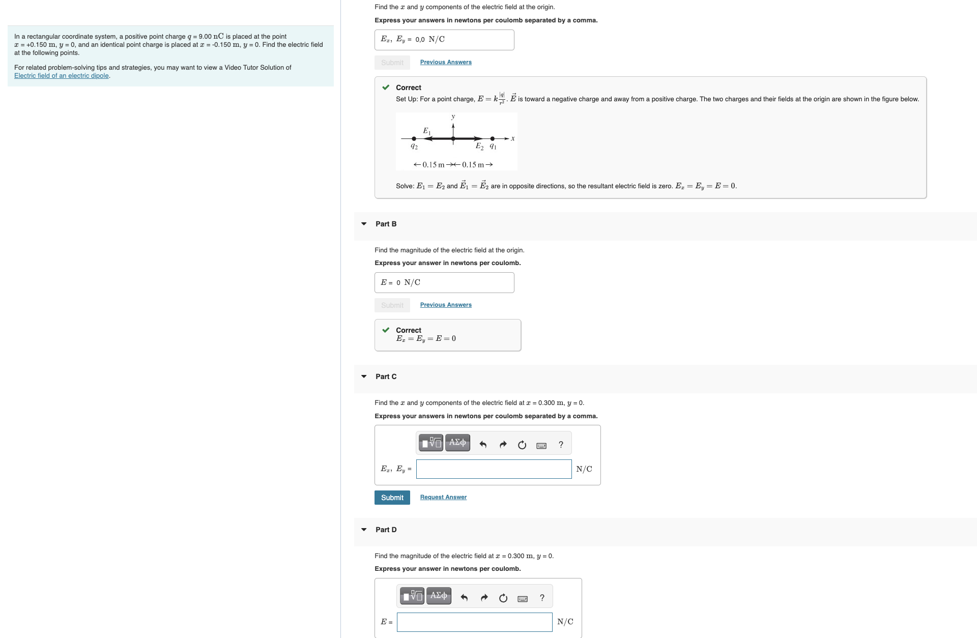 Solved Find the x and y components of the electric field at | Chegg.com