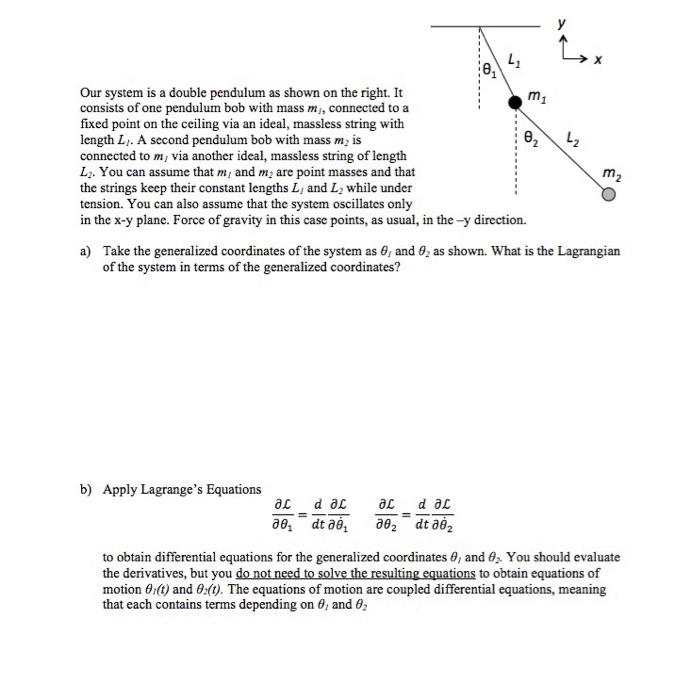 Solved Our system is a double pendulum as shown on the | Chegg.com