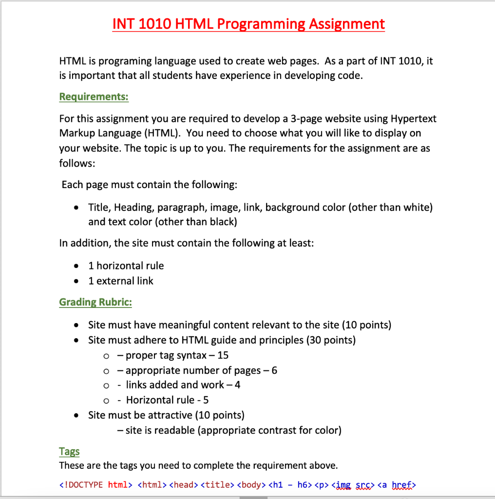 programming assignment creating an html document coursera