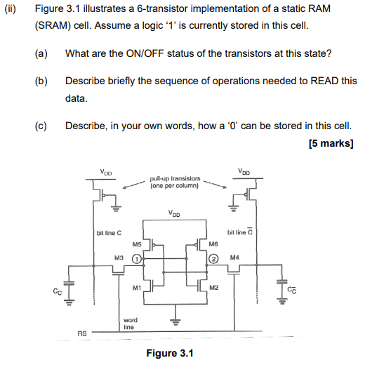 Solved (ii) Figure 3.1 illustrates a 6-transistor | Chegg.com