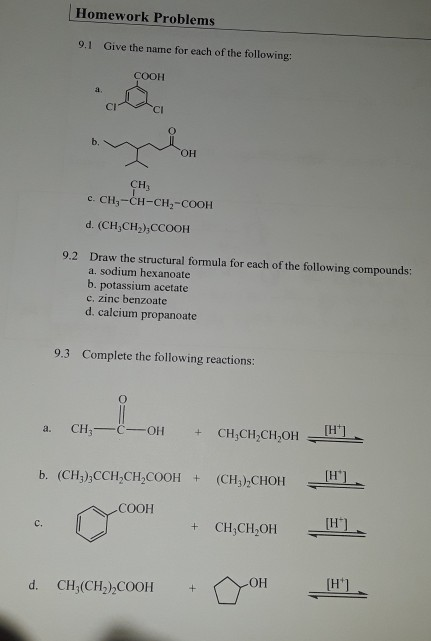 Solved Homework Problems 9.1 Give the name for each of the