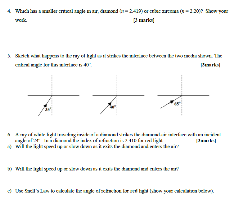 Solved 1. Light traveling through air encounters a second | Chegg.com