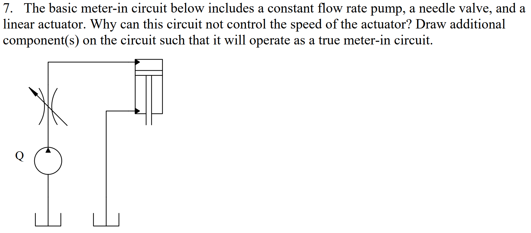 Solved 7. The basic meter-in circuit below includes a | Chegg.com