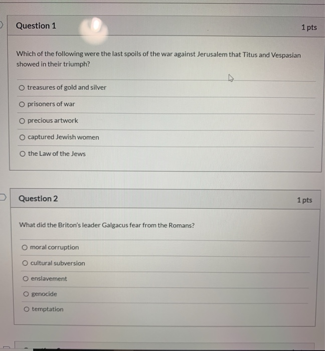 Solved Question 1 1 pts Which of the following were the last | Chegg.com