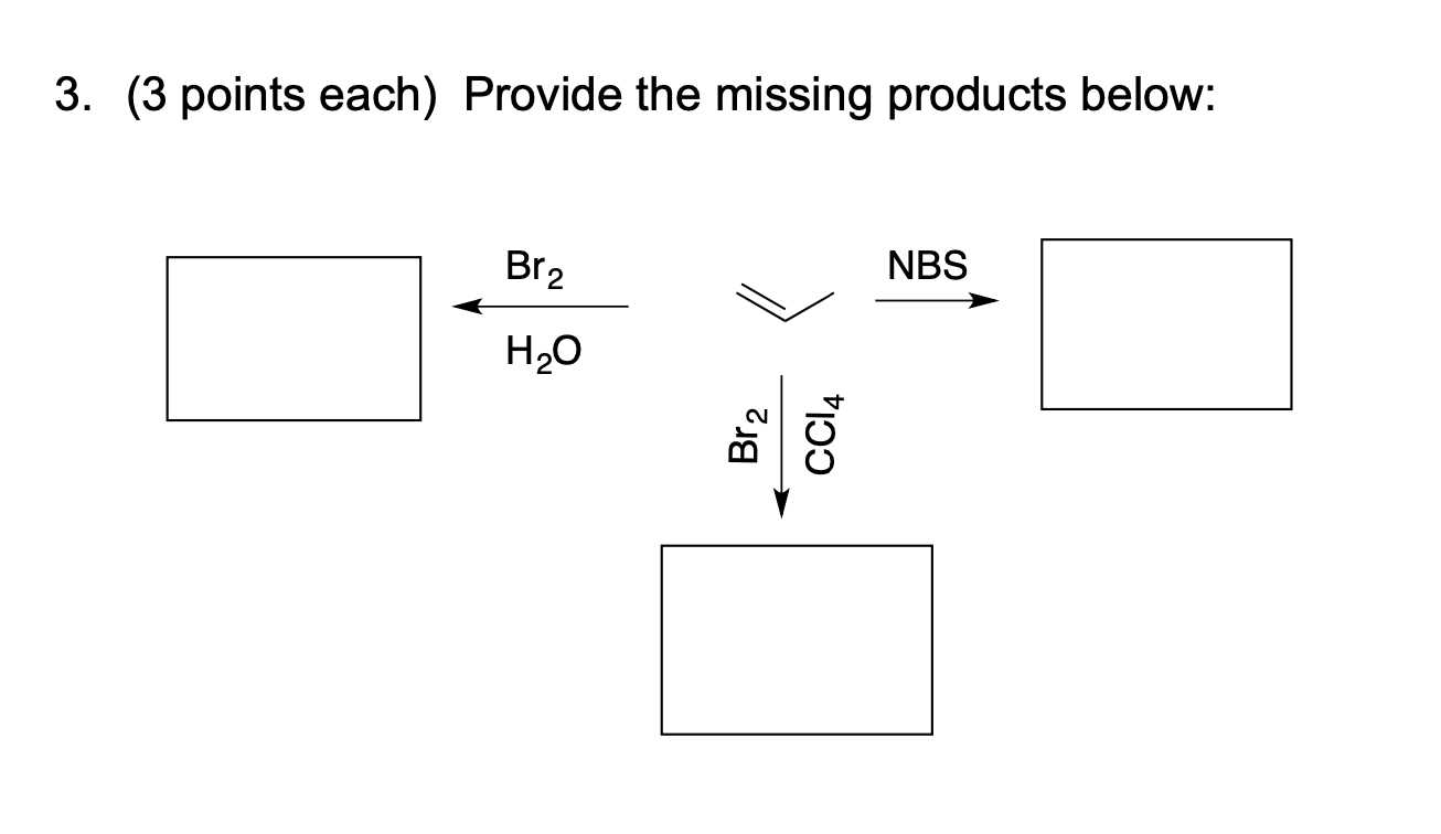 Solved 3. (3 points each) Provide the missing products