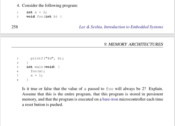 Solved 4 Consider The Following Program I Int A 2 2 Void 6138