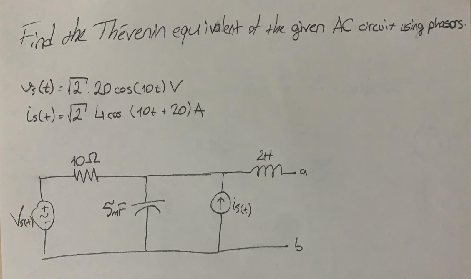 Solved Find the Thevenin equivalent of the given AC circuit | Chegg.com