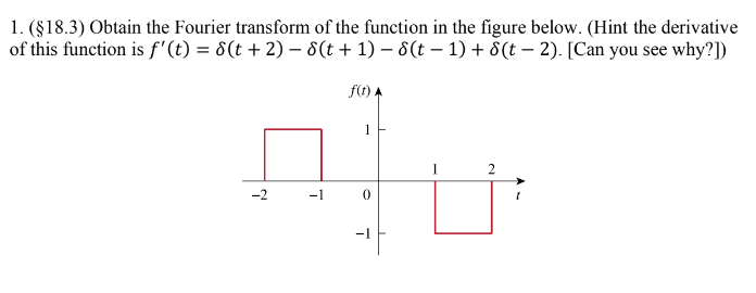 Solved 1. ( $18.3) Obtain the Fourier transform of the | Chegg.com