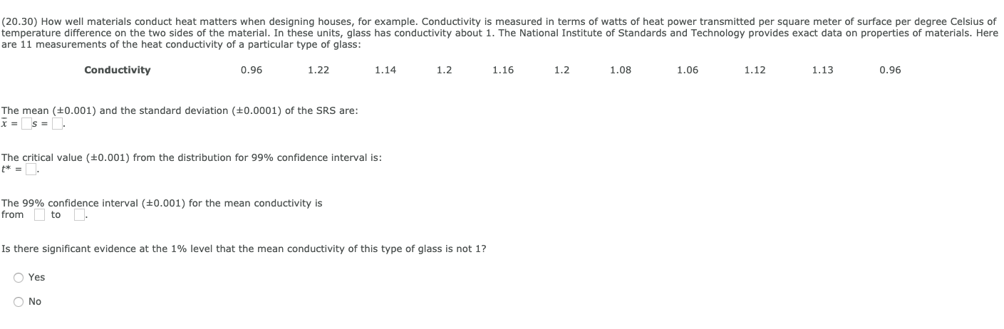Solved (20.30) How well materials conduct heat matters when 