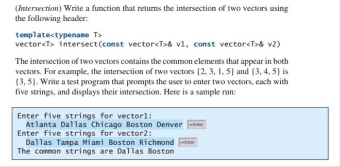 Solved Intersection Write A Function That Returns The Chegg