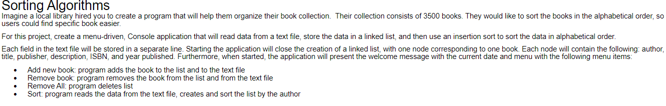 Solved Sorting Algorithms Imagine a local library hired you | Chegg.com