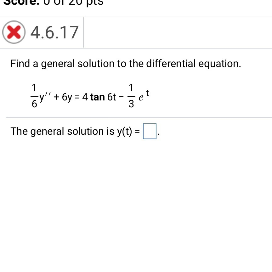 Solved X 4 6 17 Find A General Solution To The Differential Chegg Solved X 4 6 17 Find A General Solution To The Differential Chegg