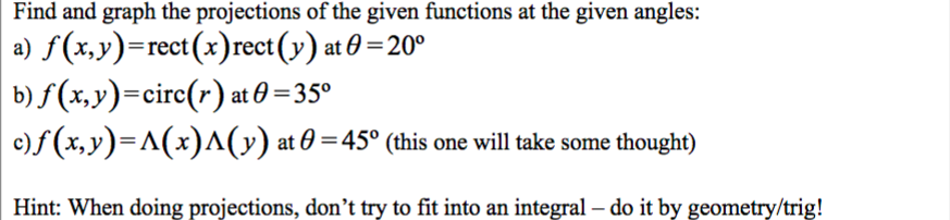 Find and graph the projections of the given functions | Chegg.com