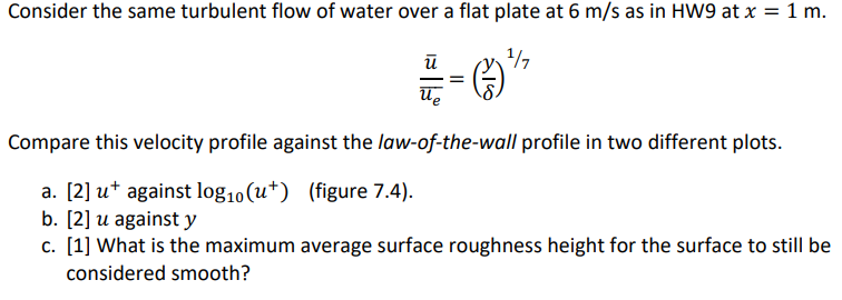 Solved Consider the same turbulent flow of water over a flat | Chegg.com