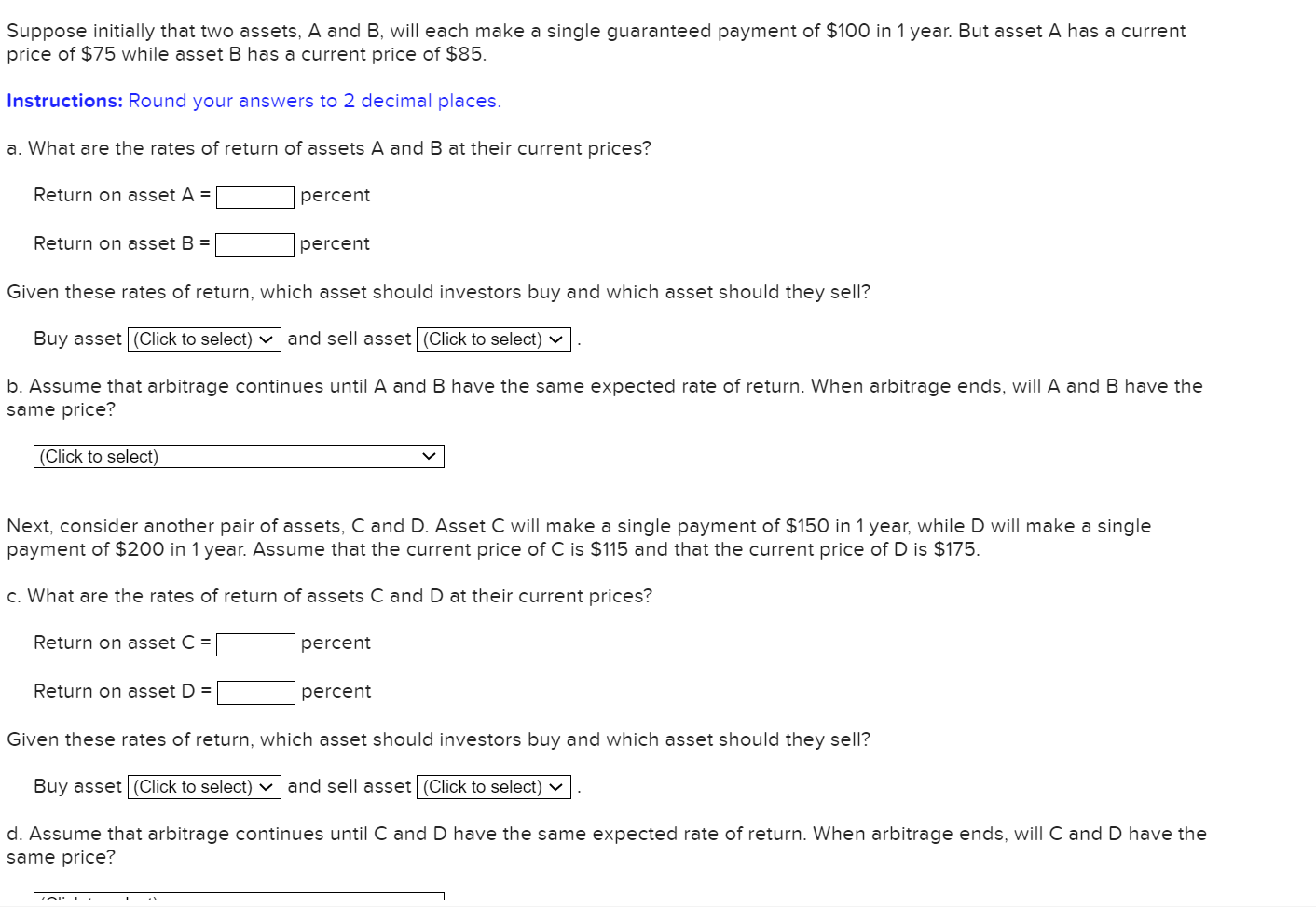 Solved Suppose Initially That Two Assets, A And B, Will Each | Chegg.com