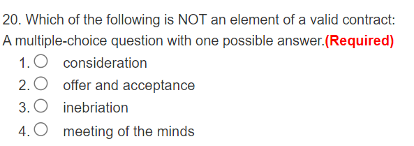 Solved 20. Which of the following is NOT an element of a | Chegg.com