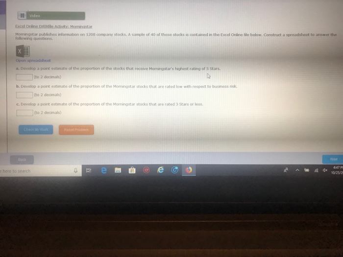 Solved Video Morningstar publishes information on 1208