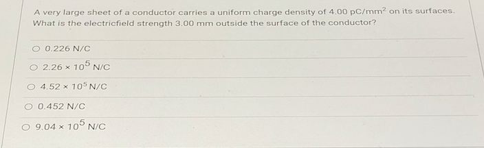 Solved A very large sheet of a conductor carries a uniform | Chegg.com