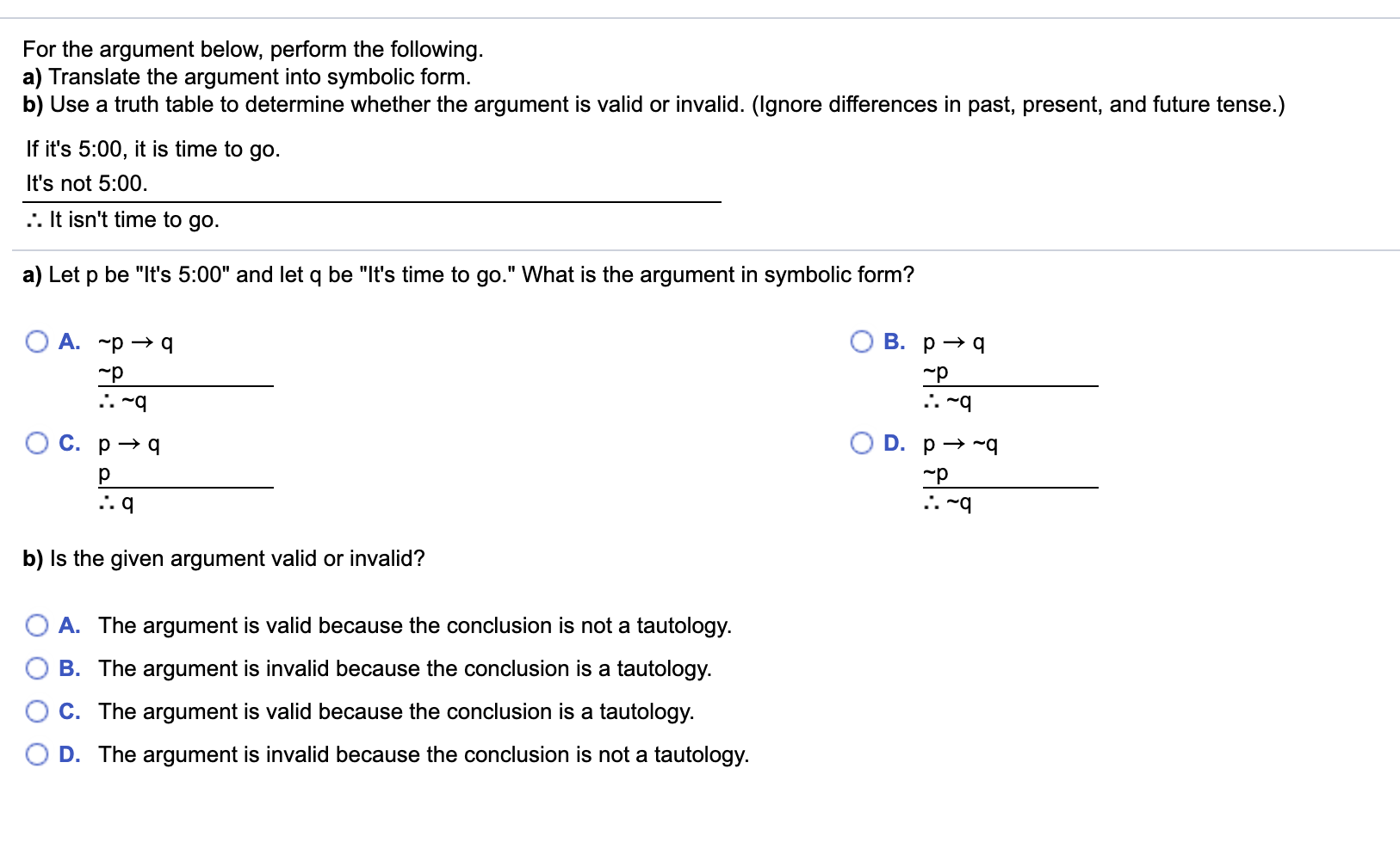 Solved For The Argument Below Perform The Following A Chegg Com