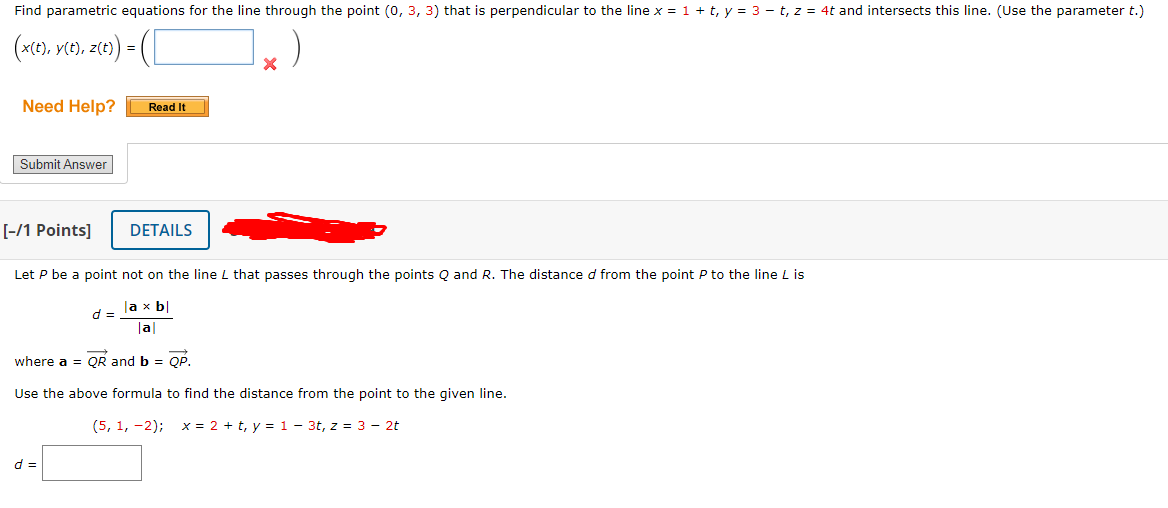 Solved Find Parametric Equations For The Line Through The