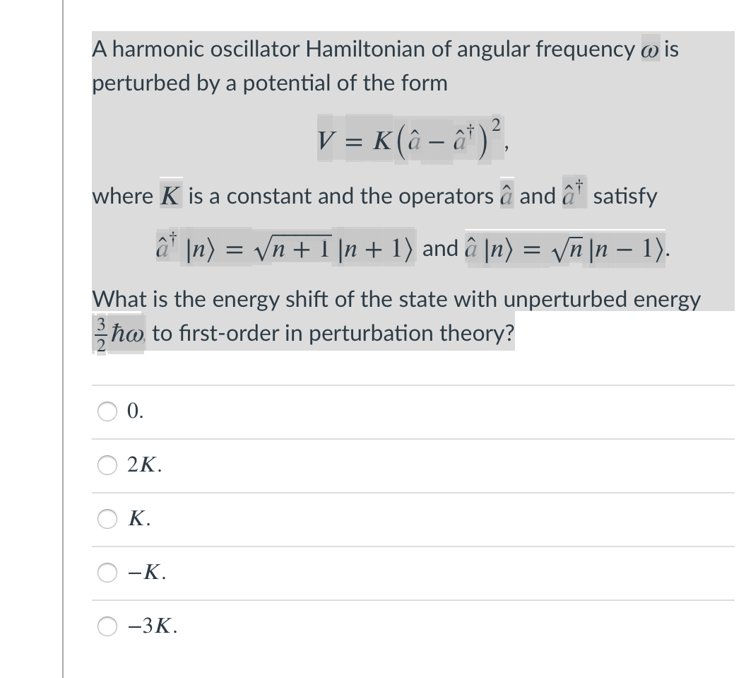 Solved A Harmonic Oscillator Hamiltonian Of Angular Chegg Com