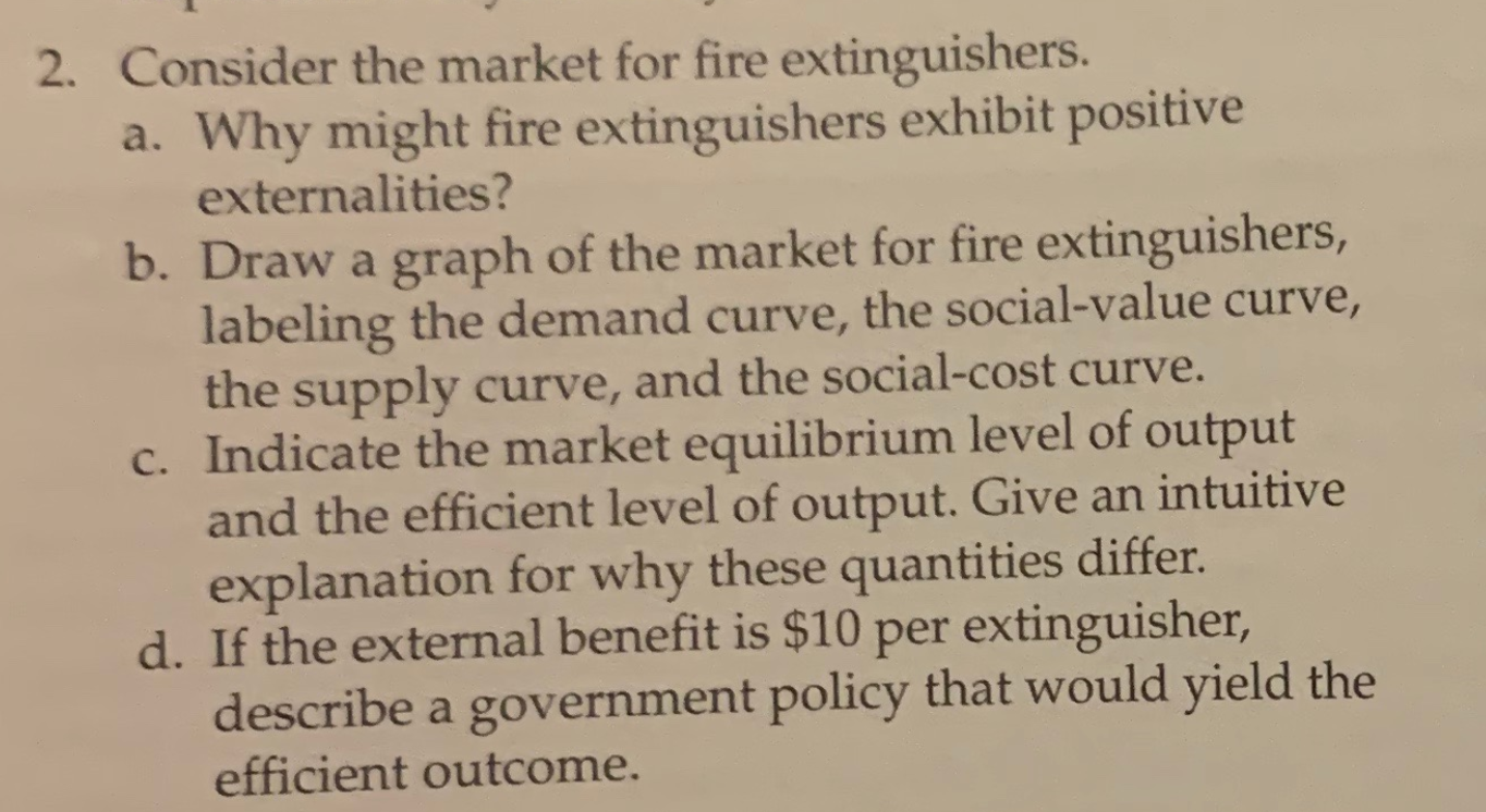 Solved 2. Consider the market for fire extinguishers. a. Why