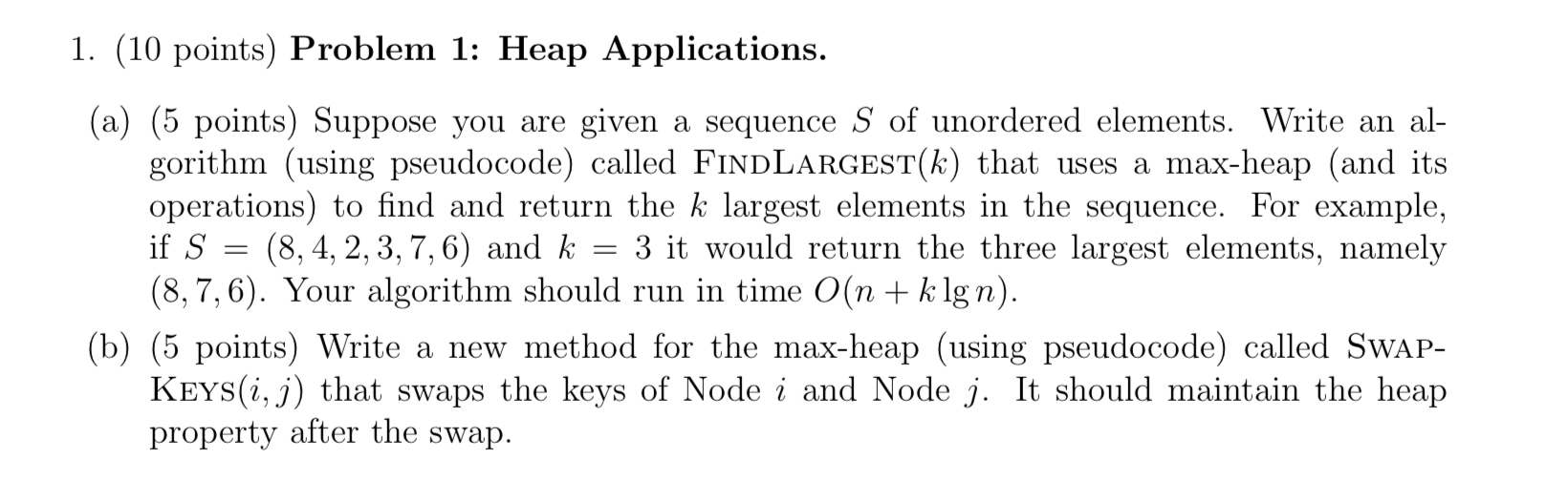 Solved 1 10 Points Problem 1 Heap Applications A 5 3291