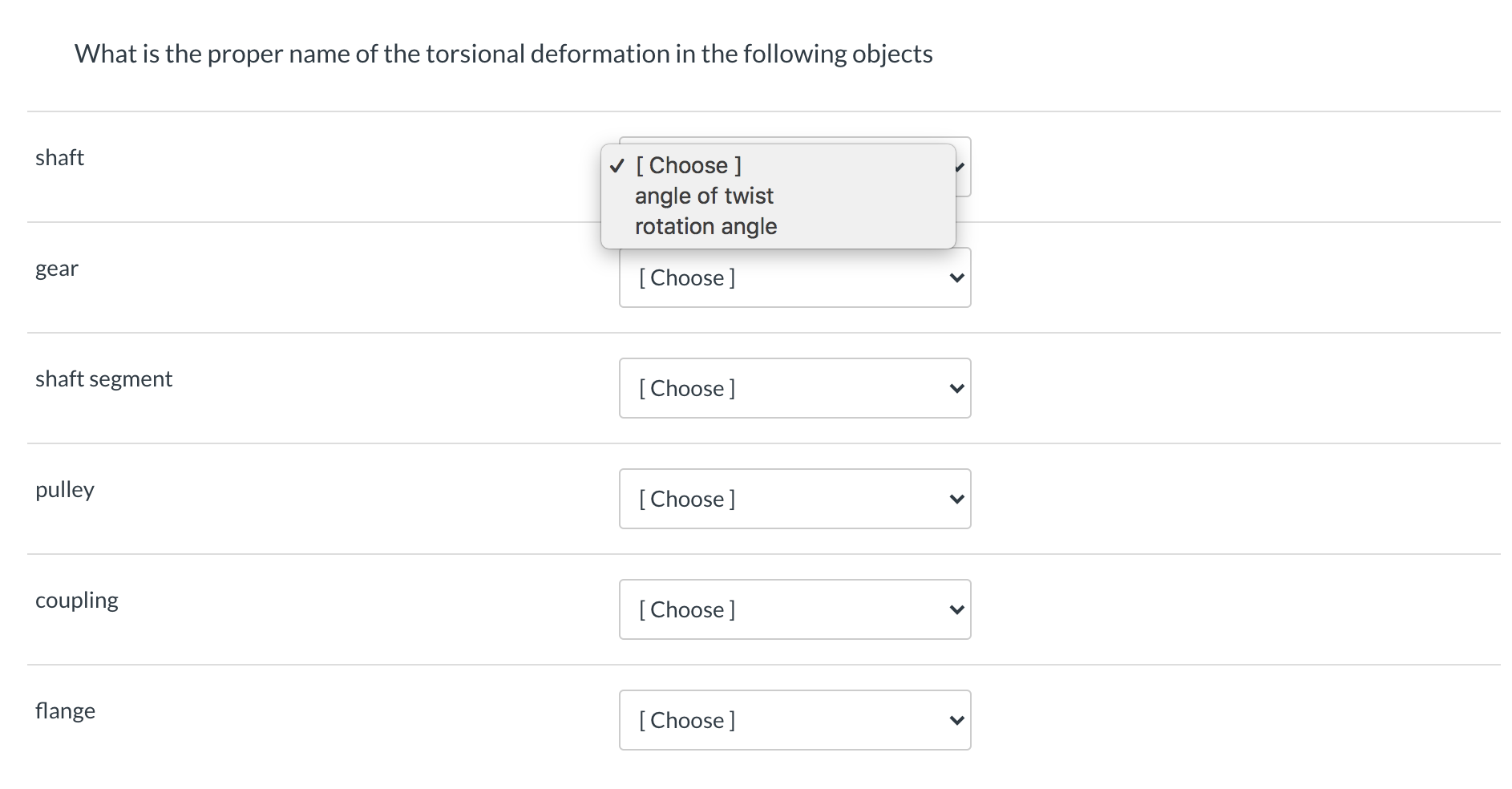 Solved What Is The Proper Name Of The Torsional Deformation 