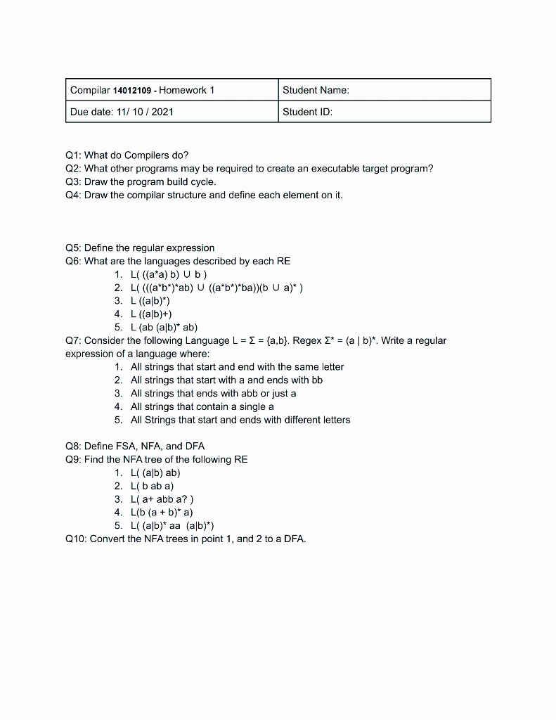 Solved Q1: What Do Compilers Do? Q2: What Other Programs May | Chegg.com